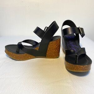 BLOWFISH MALIBU 3 inch Wedge Black Buckle - Size 6M